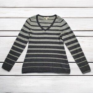 C. Cashmere Striped Gray 100% Cashmere Sweater Size L Bloomingdales